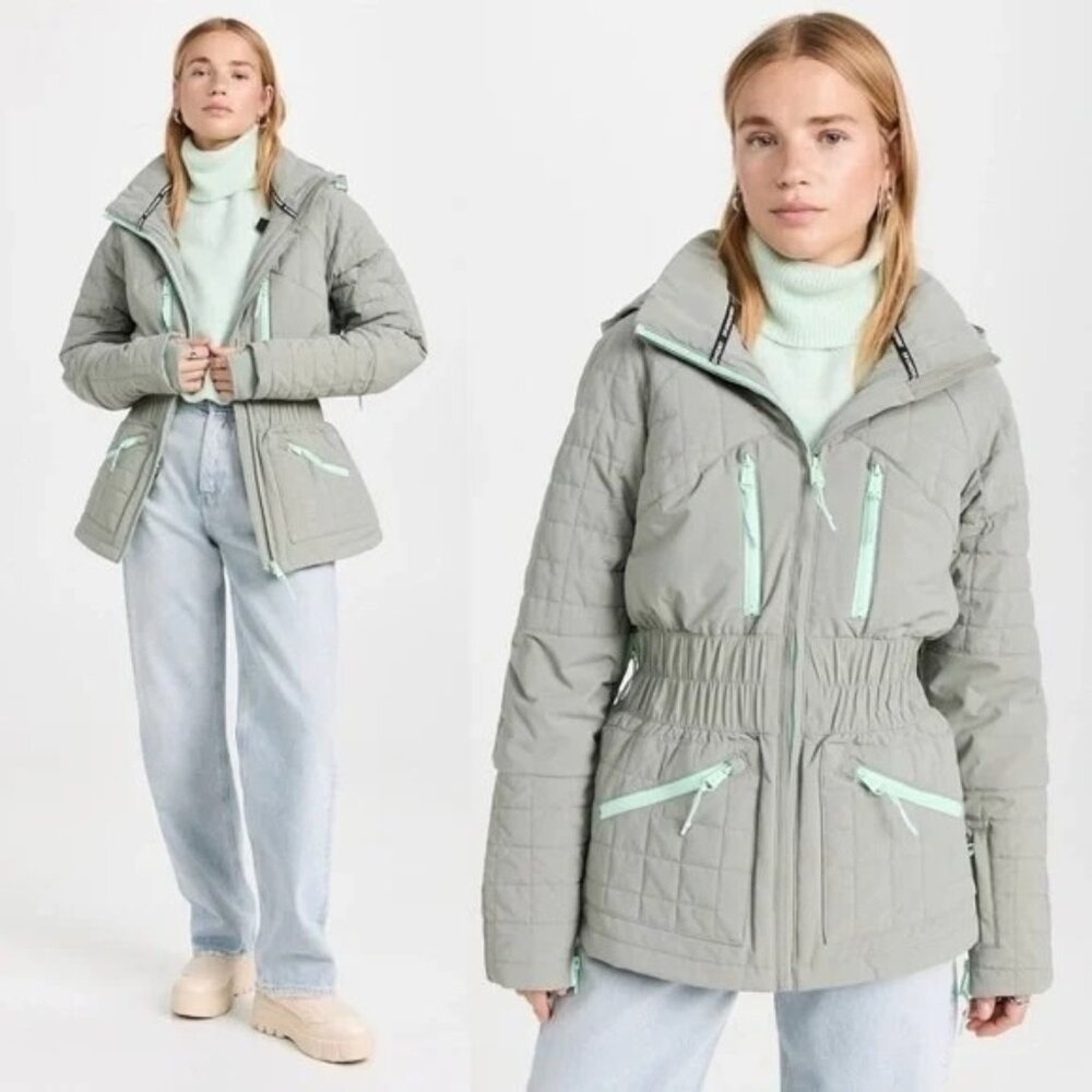 NWT Free People All Prepped Ski Jacket Quilted Grayed Olive Size XS
